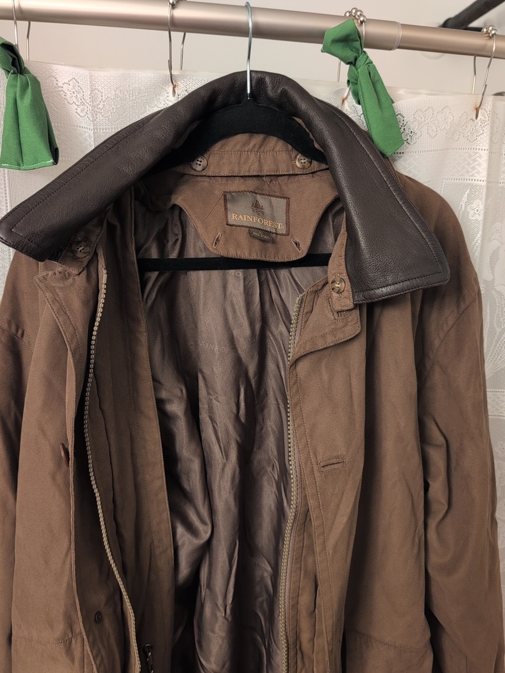RAINFOREST Brown Men’s Hooded Raincoat with Dark Brown Collar